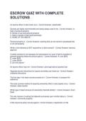 ESCROW QUIZ WITH COMPLETE SOLUTIONS