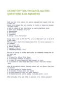 US HISTORY SOUTH CAROLINA EOC QUESTIONS AND ANSWERS