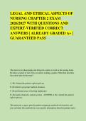 LEGAL AND ETHICAL ASPECTS OF &NewLine;NURSING CHAPTER 2 EXAM &NewLine;2026&sol;2027 WITH QUESTIONS AND &NewLine;EXPERT-VERIFIED CORRECT &NewLine;ANSWERS &vert; ALREADY GRADED A&plus; &vert; &NewLine;GUARANTEED PASS