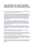 REAL ESTATE LAW -UNIT FOURTEEN - ESCROW AND TITLE INSURANCE EXAM QUESTIONS AND ANSWERS