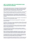 UNIT 10 ESCROW AND TITLE INSURANCE EXAM QUESTIONS AND ANSWERS