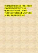 CHEM 219 MODULE 5 PRACTICE &NewLine;EXAM 2026&sol;2027 WITH 100 &NewLine;QUESTIONS AND EXPERT&NewLine;VERIFIED CORRECT ANSWERS &vert; &NewLine;ALREADY GRADED A&plus; &vert;