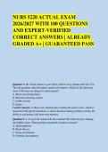 NURS 5220 ACTUAL EXAM &NewLine;2026&sol;2027 WITH 100 QUESTIONS &NewLine;AND EXPERT-VERIFIED &NewLine;CORRECT ANSWERS &vert; ALREADY &NewLine;GRADED A&plus; &vert; GUARANTEED PASS