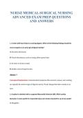NUR242 MEDICAL-SURGICAL NURSING&NewLine;ADVANCED EXAM PREP QUESTIONS&NewLine;AND ANSWERS