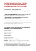 CLA 210 NCSU EXAM 1 2026 &ndash; HEINEN CLASSICAL STUDIES Q&A&comma; VERIFIED ANSWERS & COMPLETE SOLUTIONS