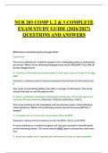 NUR 283 COMP 1&comma; 2 & 3 COMPLETE EXAM STUDY GUIDE &lpar;2026&sol;2027&rpar; QUESTIONS AND ANSWERS