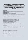 StraighterLine Anatomy and Physiology Exam 2026&sol;2027 &ndash; Complete Practice Questions and Answers Study Guide