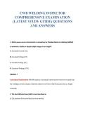 CWB WELDING INSPECTOR&NewLine;COMPREHENSIVE EXAMINATION&NewLine;&lpar;LATEST STUDY GUIDE&rpar; QUESTIONS&NewLine;AND ANSWERS