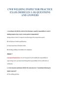 CWB WELDING INSPECTOR EXAM BUNDLE QUESTIONS WITH VERIFIED ANSWERS