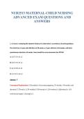 NUR2513 MATERNAL-CHILD NURSING&NewLine;ADVANCED EXAM QUESTIONS AND&NewLine;ANSWERS