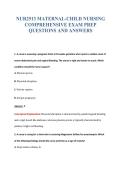 NUR2513 MATERNAL-CHILD NURSING&NewLine;COMPREHENSIVE EXAM PREP&NewLine;QUESTIONS AND ANSWERS