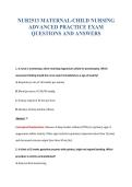 NUR2513 MATERNAL-CHILD NURSING&NewLine;ADVANCED PRACTICE EXAM&NewLine;QUESTIONS AND ANSWERS