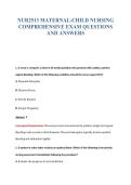 NUR2513 MATERNAL-CHILD NURSING&NewLine;COMPREHENSIVE EXAM QUESTIONS&NewLine;AND ANSWERS