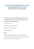 NUR 2502 MULTIDIMENSIONAL CARE&NewLine;III COMPREHENSIVE EXAM&NewLine;QUESTIONS AND ANSWERS