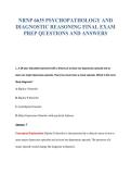 NRNP 6635 PSYCHOPATHOLOGY AND&NewLine;DIAGNOSTIC REASONING FINAL EXAM&NewLine;PREP QUESTIONS AND ANSWERS