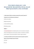 PSYCHOPATHOLOGY AND&NewLine;DIAGNOSTIC REASONING FINAL EXAM&NewLine;PREP QUESTIONS AND ANSWERS