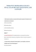 NR546 PSYCHOPHARMACOLOGY&NewLine;FINAL EXAM REVIEW QUESTIONS AND&NewLine;ANSWERS