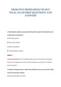 NR546 PSYCHOPHARMACOLOGY&NewLine;FINAL EXAM PREP QUESTIONS AND&NewLine;ANSWERS