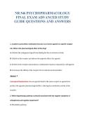 NR 546 PSYCHOPHARMACOLOGY&NewLine;FINAL EXAM ADVANCED STUDY&NewLine;GUIDE QUESTIONS AND ANSWERS