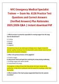 NYC Emergency Medical Specialist Trainee &mdash; Exam No&period; 6126 Practice Test Questions and Correct Answers &lpar;Verified Answers&rpar; Plus Rationales 2025&vert;2026 Q&A &vert; Instant download Pdf