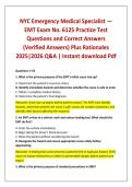 NYC Emergency Medical Specialist &mdash; EMT Exam No&period; 6125 Practice Test Questions and Correct Answers &lpar;Verified Answers&rpar; Plus Rationales 2025&vert;2026 Q&A &vert; Instant download Pdf