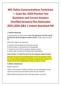 NYC Police Communications Technician &mdash; Exam No&period; 6329 Practice Test Questions and Correct Answers &lpar;Verified Answers&rpar; Plus Rationales 2025&vert;2026 Q&A &vert; Instant download Pdf