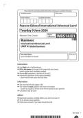 2026 Pearson Edexcel International A Level Business UNIT 4&vert;WBS14&sol;01&vert;Question paper&vert;JUNE  2026