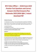 NYC Police Officer &mdash; DCAS Exam 6322 Practice Test Questions and Correct Answers &lpar;Verified Answers&rpar; Plus Rationales 2025&vert;2026 Q&A &vert; Instant download Pdf