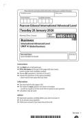 2026 Pearson Edexcel International A Level Business UNIT 4&vert;WBS14&sol;01&vert;Question paper&vert;JANUARY 2026