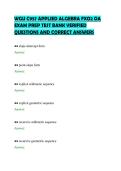 WGU C957 APPLIED ALGEBRA FXO2 OA&NewLine;EXAM PREP TEST BANK VERIFIED&NewLine;QUESTIONS AND CORRECT ANSWERS&NewLine;