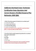 California Overhead Crane Technician Certification Exam &lpar;2026&rpar; &ndash; Practice Questions&comma; Verified Answers&comma; and Rationales