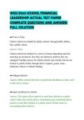 WGU D023 SCHOOL FINANCIAL&NewLine;LEADERSHIP ACTUAL TEST PAPER&NewLine;COMPLETE QUESTIONS AND ANSWERS&NewLine;FULL SOLUTION