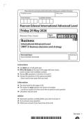 2026 Pearson Edexcel International A Level Business UNIT 3&vert;WBS13&sol;01&vert;Question paper&vert;MAY 2026