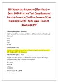 NYC Associate Inspector &lpar;Electrical&rpar; &mdash; Exam 6020 Practice Test Questions and Correct Answers &lpar;Verified Answers&rpar; Plus Rationales 2025&vert;2026 Q&A &vert; Instant download Pdf