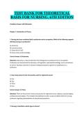 Theoretical Basis for Nursing 6th Edition Test Bank &vert; Nursing Theory Practice Questions & Answers