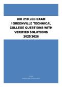 BIO 210 LEC Exam 1 &ndash; Greenville Technical College &vert; Questions & Verified Solutions 2025&ndash;2026