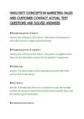 WGU D077 CONCEPTS IN MARKETING SALES&NewLine;AND CUSTOMER CONTACT ACTUAL TEST&NewLine;QUESTIONS AND SOLVED ANSWERS&NewLine;