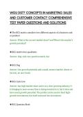 WGU D077 CONCEPTS IN MARKETING SALES&NewLine;AND CUSTOMER CONTACT COMPREHENSIVE&NewLine;TEST PAPER QUESTIONS AND SOLUTIONS&NewLine;