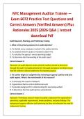 NYC Management Auditor Trainee &mdash; Exam 6072 Practice Test Questions and Correct Answers &lpar;Verified Answers&rpar; Plus Rationales 2025&vert;2026 Q&A &vert; Instant download Pdf