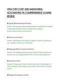 WGU D101 COST AND MANAGERIAL&NewLine;ACCOUNTING PA COMPREHENSIVE COURSE&NewLine;REVIEW