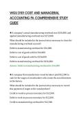 WGU D101 COST AND MANAGERIAL&NewLine;ACCOUNTING PA COMPREHENSIVE STUDY&NewLine;GUIDE&NewLine;