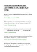 WGU D101 COST AND MANAGERIAL&NewLine;ACCOUNTING PA EXAM REVIEW STUDY&NewLine;NOTES&NewLine;