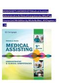 WORKSHEETS ANSWER KEYSMedical Assisting Administrative & Clinical Competencies &lpar;MindTap Course List&rpar; 9th Edition by Michelle Blesi&comma; All Chapters 1 - 58&NewLine;