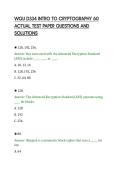 WGU D334 INTRO TO CRYPTOGRAPHY 60&NewLine;ACTUAL TEST PAPER QUESTIONS AND&NewLine;SOLUTIONS&NewLine;