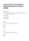 WGU D334 INTRO TO CRYPTOGRAPHY 60&NewLine;UPDATED EXAM SCRIPT WITH COMPLETE&NewLine;ANSWERS&NewLine;