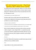 ABA 626 National University&mdash;Final Exam&NewLine;Questions with Verified Correct Answers
