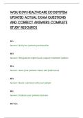 WGU D391 HEALTHCARE ECOSYSTEM&NewLine;UPDATED ACTUAL EXAM QUESTIONS&NewLine;AND CORRECT ANSWERS COMPLETE&NewLine;STUDY RESOURCE