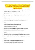 AYPO Real Estate Principles of Real Estate II&NewLine;Exam Study Guide Questions with Verified&NewLine;Correct Answers