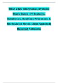 WGU D220 Information Systems &NewLine;Study Guide &vert; IT Systems&comma; &NewLine;Databases&comma; Business Processes & &NewLine;OA Revision Notes &lpar;2026 Updated&rpar; &NewLine;Detailed Rationale &NewLine;