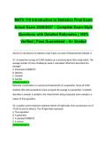 MATH 110 Introduction to Statistics Final Exam Actual Exam 2026&sol;2027 &ndash; Complete Exam-Style Questions with Detailed Rationales &vert; 100&percnt; Verified &vert; Pass Guaranteed &ndash; A&plus; Graded